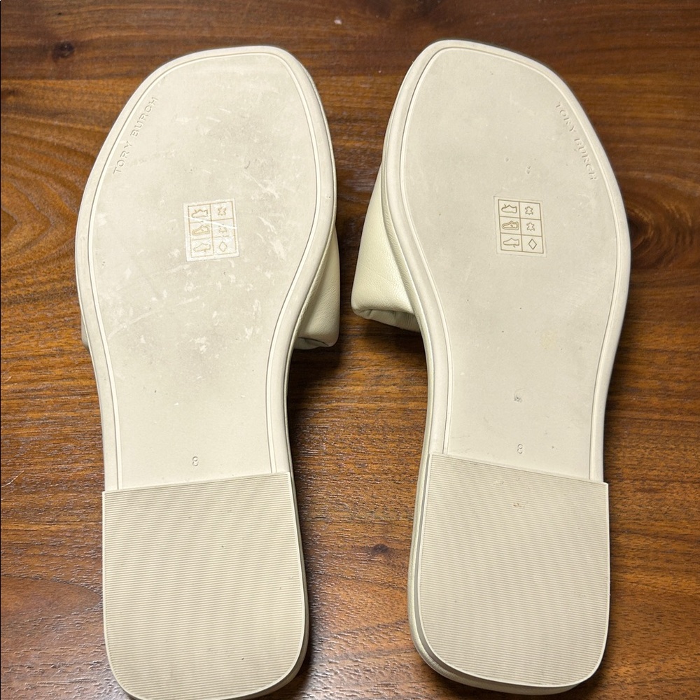 Tory Burch Dolce de Leche Double-T Monogram Padded Leather Slide Sandals - Picture 3 of 5